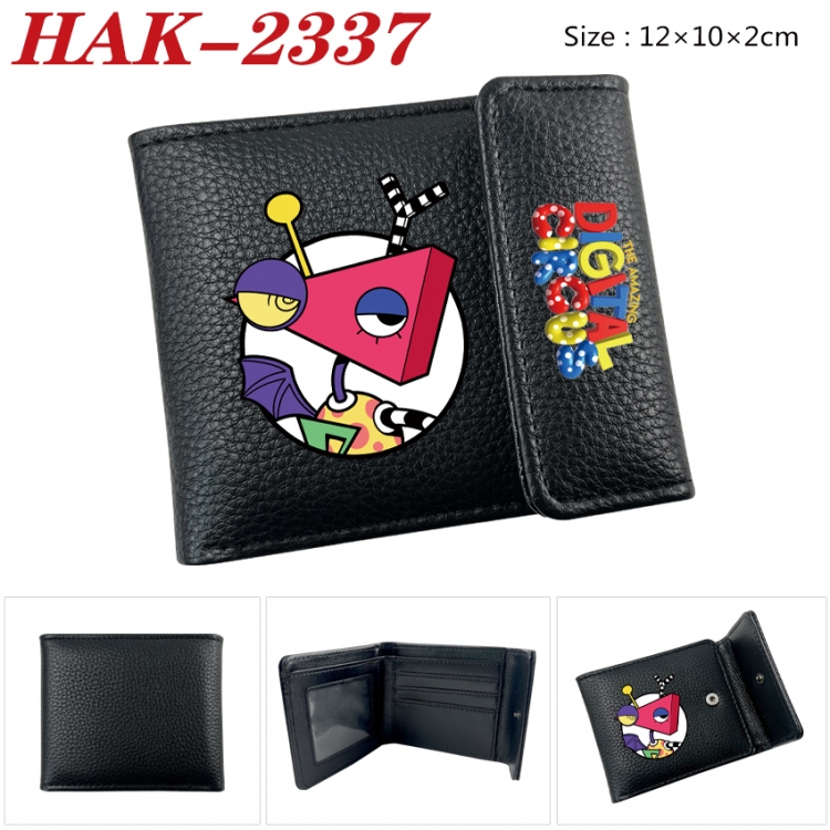 The Amazing Digital Circus Anime Litchi Pattern Hidden Buckle Half Fold Printed Wallet 12X10X2CM   HAK-2337