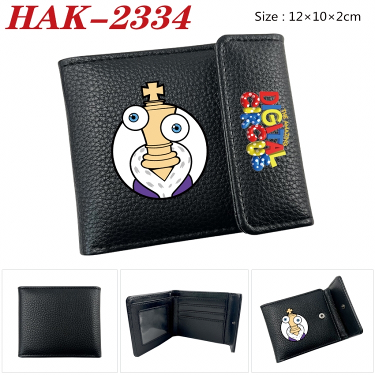 The Amazing Digital Circus Anime Litchi Pattern Hidden Buckle Half Fold Printed Wallet 12X10X2CM   HAK-2334