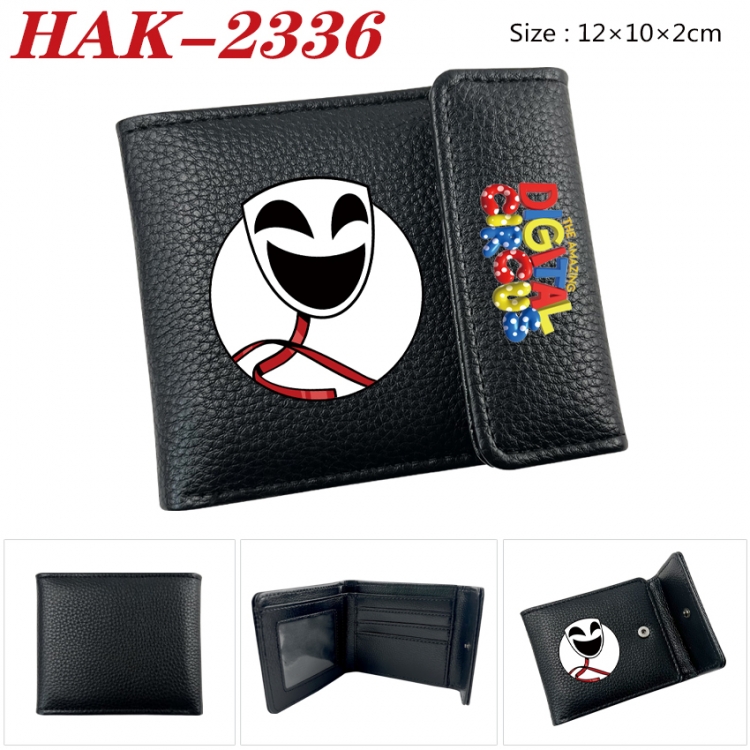 The Amazing Digital Circus Anime Litchi Pattern Hidden Buckle Half Fold Printed Wallet 12X10X2CM   HAK-2336