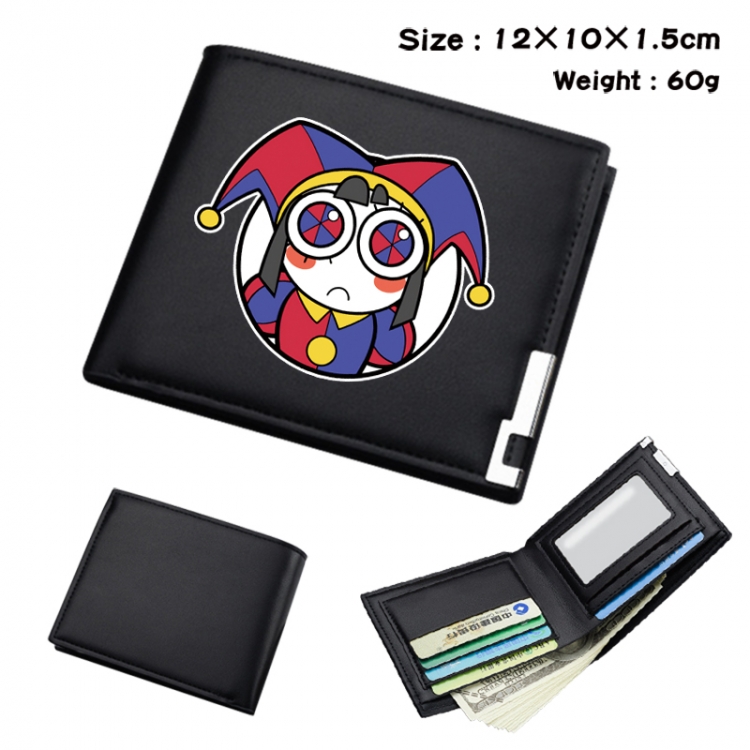 The Amazing Digital Circus Anime Full Color Black Leather Bifold Wallet 12x10x1.5cm