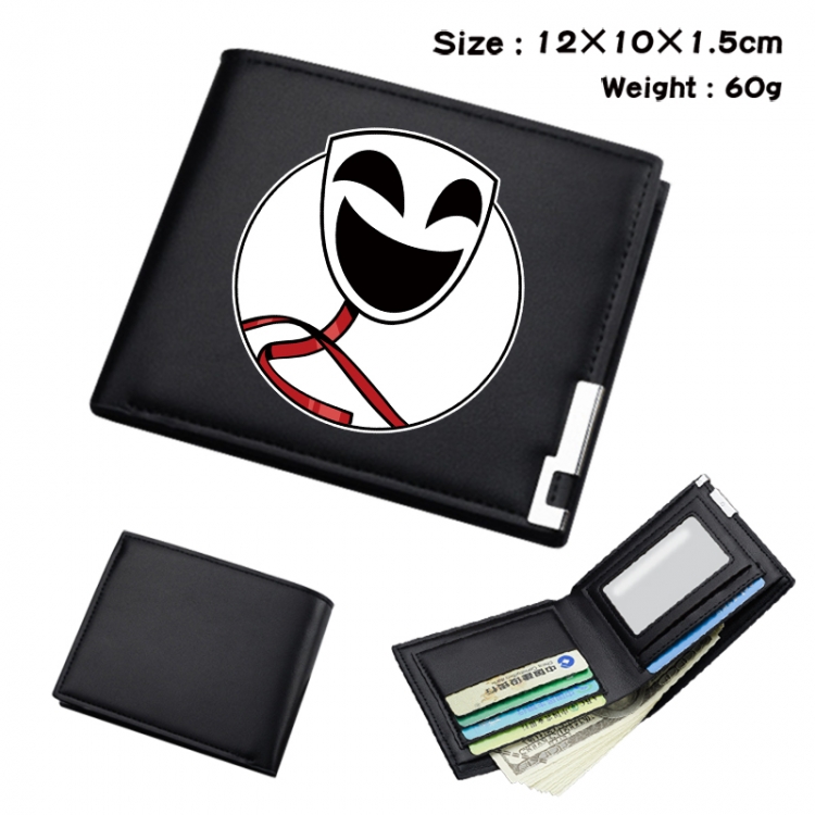 The Amazing Digital Circus Anime Full Color Black Leather Bifold Wallet 12x10x1.5cm
