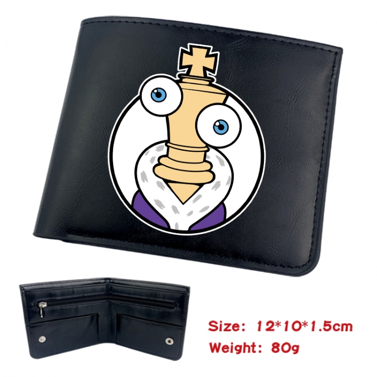 The Amazing Digital Circus Animation soft leather inner buckle black leather wallet 12X10X1.5CM 