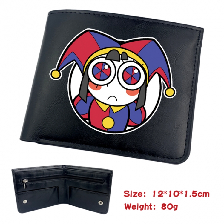 The Amazing Digital Circus Animation soft leather inner buckle black leather wallet 12X10X1.5CM 