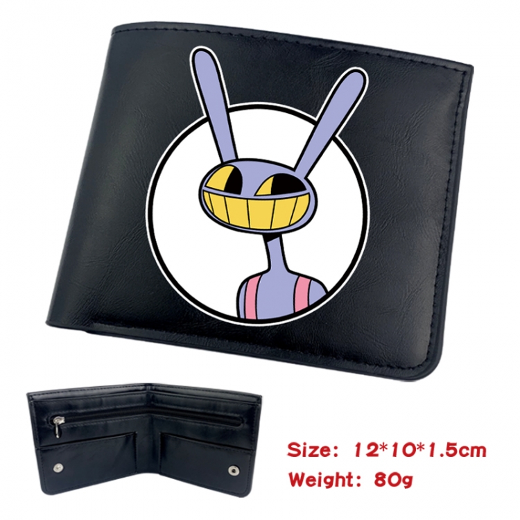The Amazing Digital Circus Animation soft leather inner buckle black leather wallet 12X10X1.5CM 
