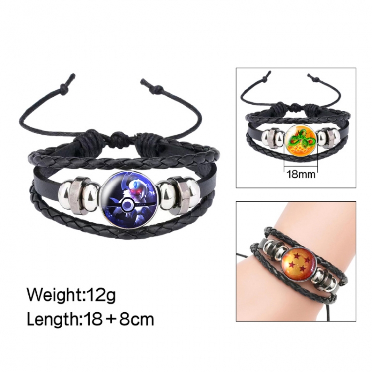 Pokemon Anime peripheral crystal leather rope bracelet price for 5 pcs 