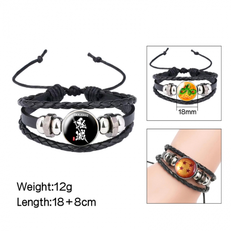 Demon Slayer Kimets Anime peripheral crystal leather rope bracelet price for 5 pcs 