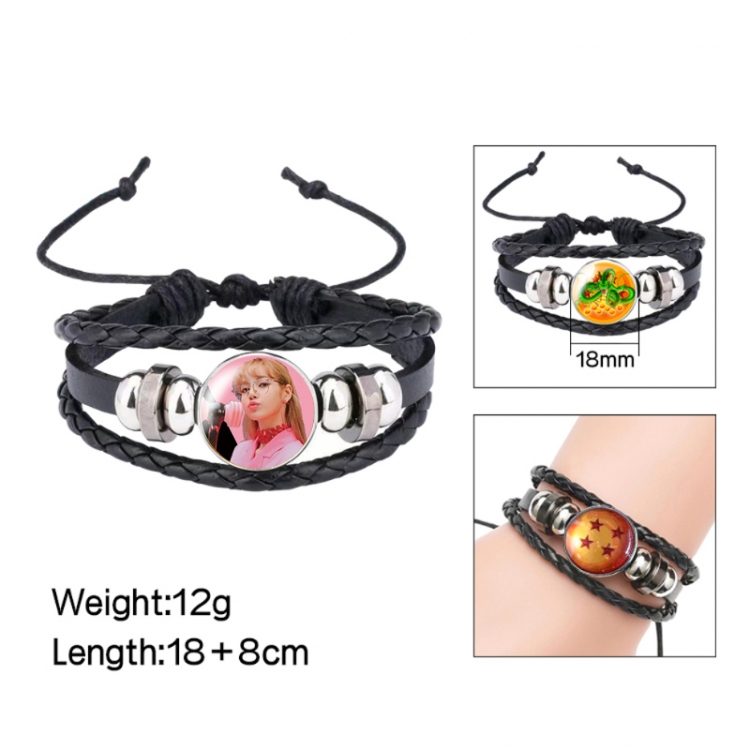 BLACK PINK Anime peripheral crystal leather rope bracelet price for 5 pcs