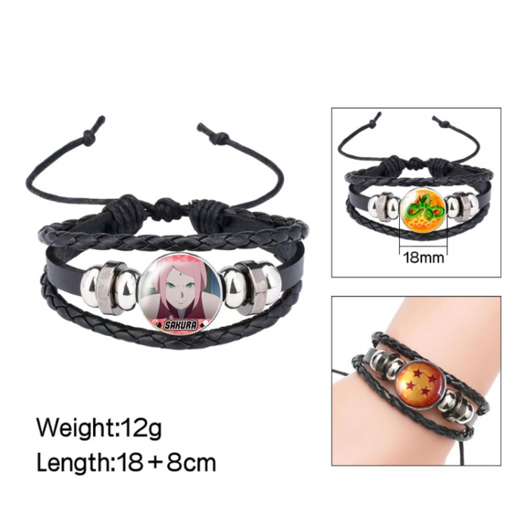 Naruto Anime peripheral crystal leather rope bracelet price for 5 pcs 