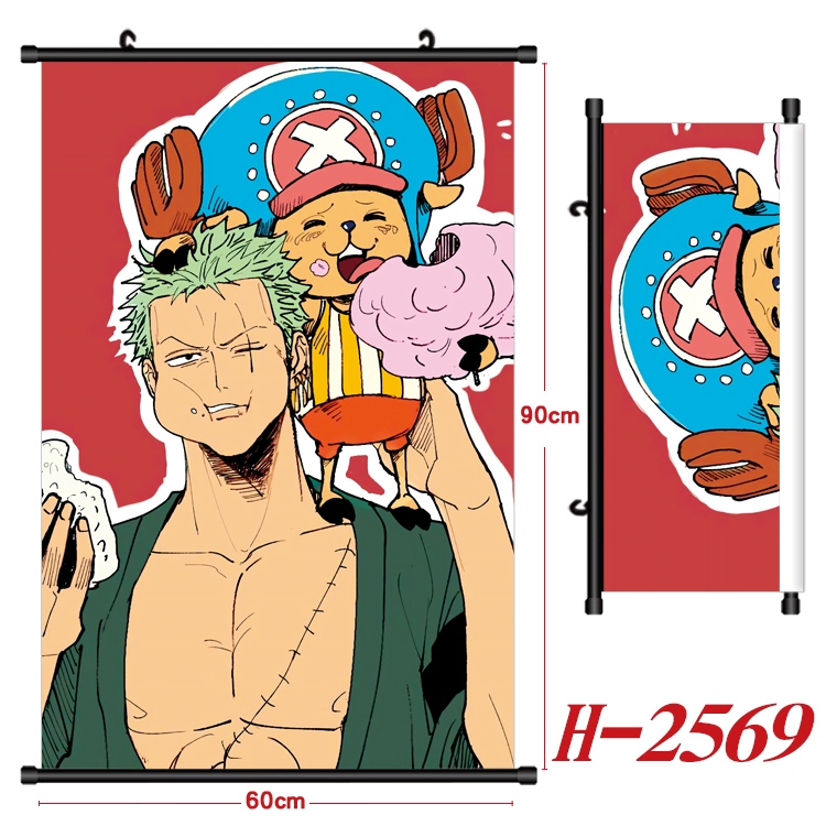 One Piece Anime Black Plastic Rod Canvas Painting Wall Scroll 60X90CM H-2569