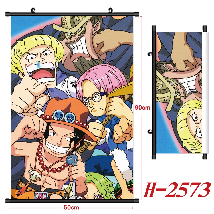 One Piece Anime Black Plastic Rod Canvas Painting Wall Scroll 60X90CM H-2573