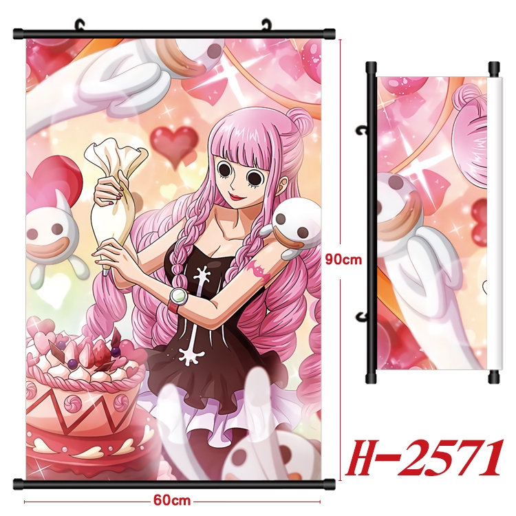 One Piece Anime Black Plastic Rod Canvas Painting Wall Scroll 60X90CM H-2571