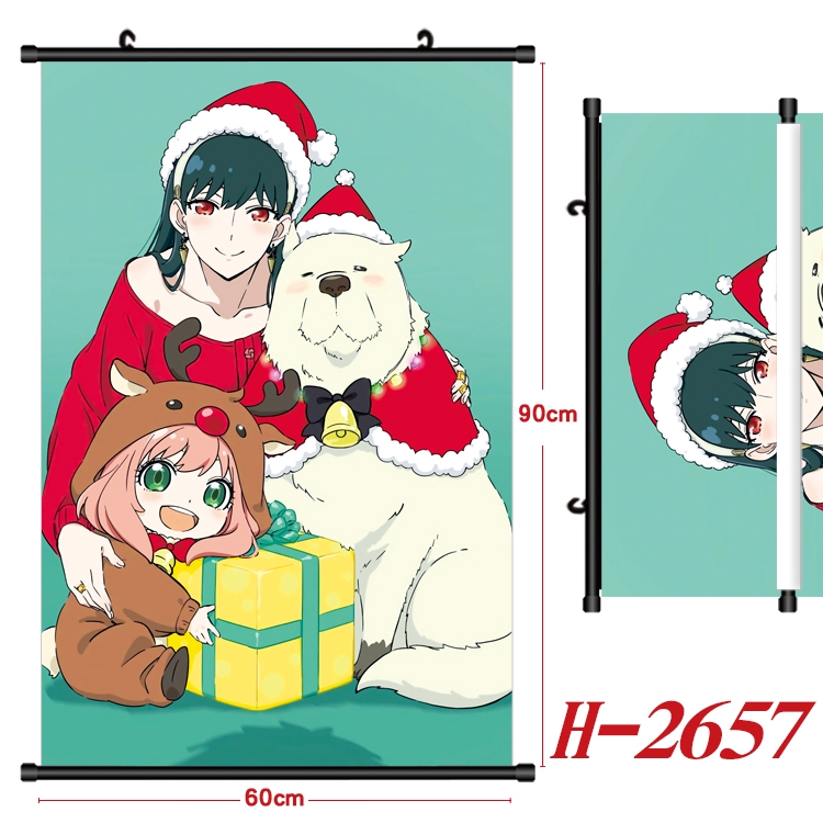 SPYxFAMILY Anime Black Plastic Rod Canvas Painting Wall Scroll 60X90CM