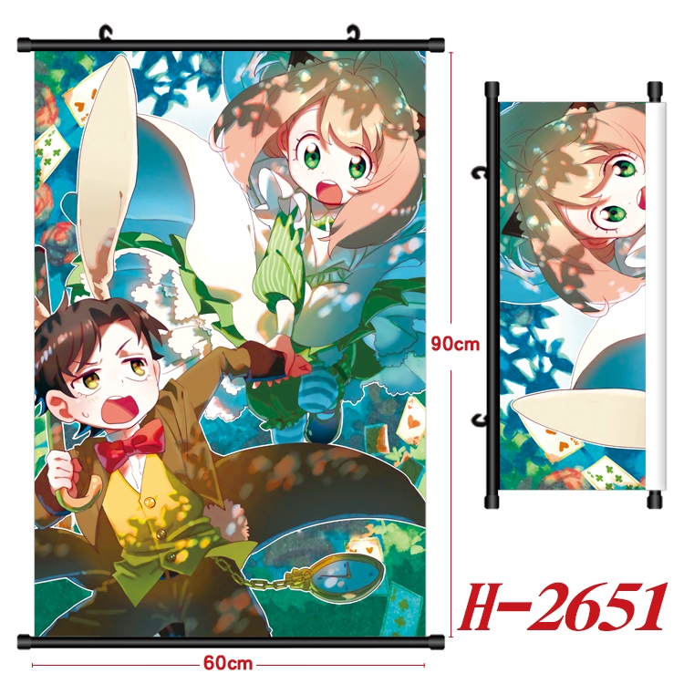 SPYxFAMILY Anime Black Plastic Rod Canvas Painting Wall Scroll 60X90CM