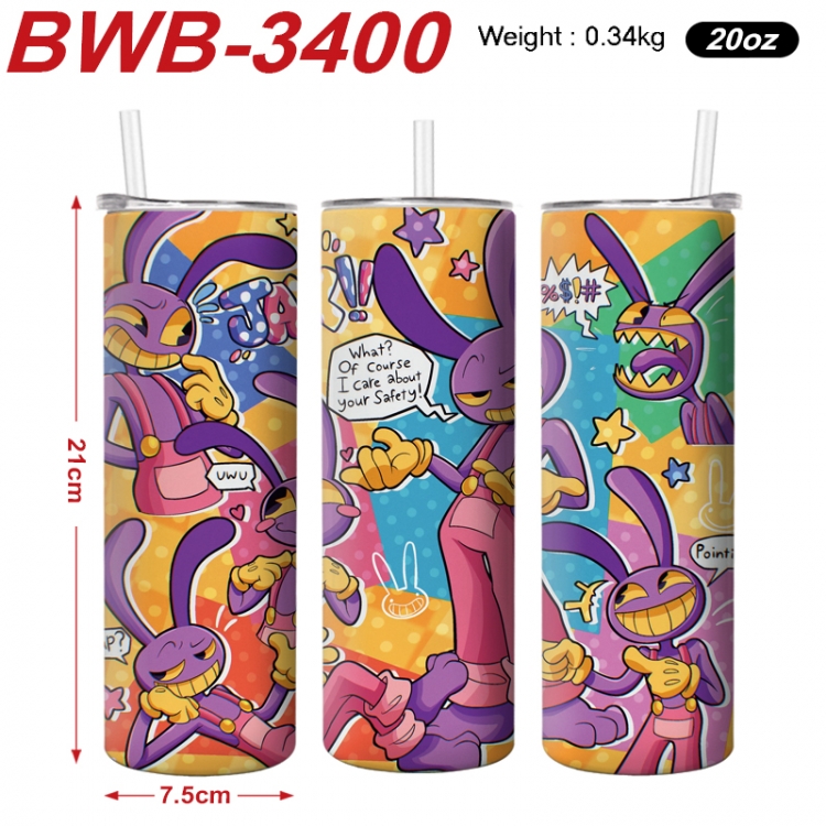The Amazing Digital Circus Anime printing insulation cup straw cup 21X7.5CM 