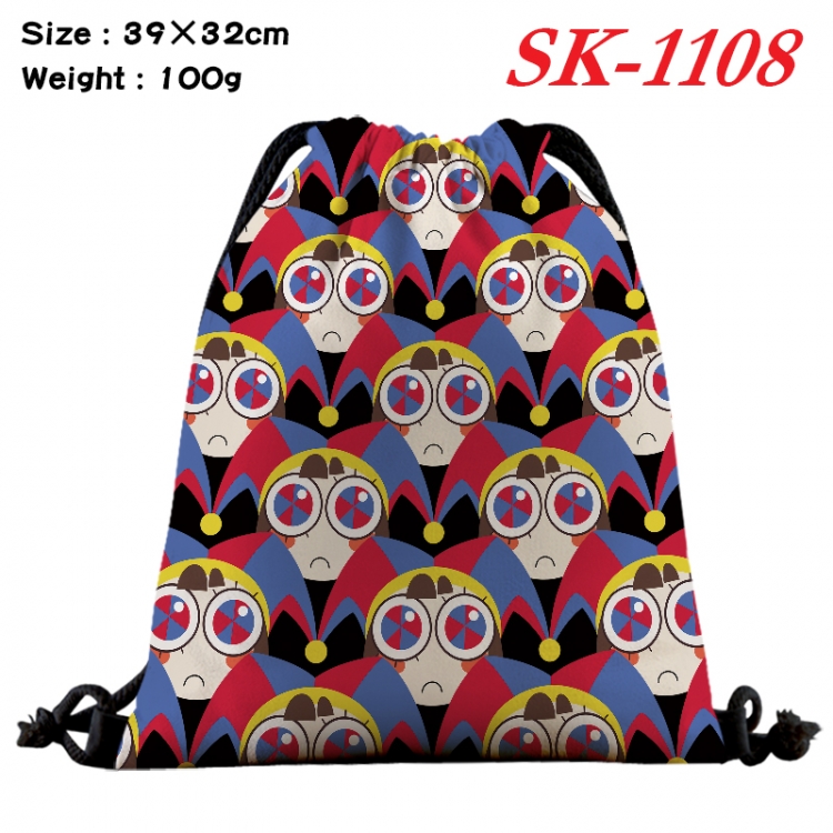 The Amazing Digital Circus cartoon Waterproof Nylon Full Color Drawstring Pocket 39x32cm 
