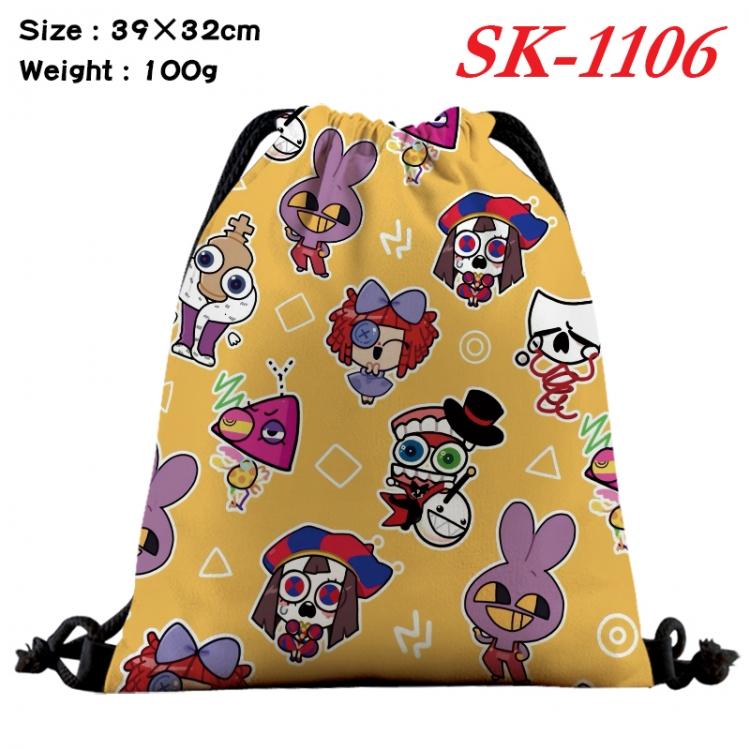 The Amazing Digital Circus cartoon Waterproof Nylon Full Color Drawstring Pocket 39x32cm 