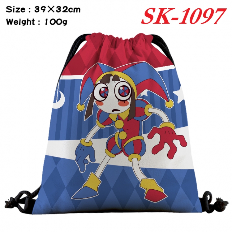 The Amazing Digital Circus cartoon Waterproof Nylon Full Color Drawstring Pocket 39x32cm 