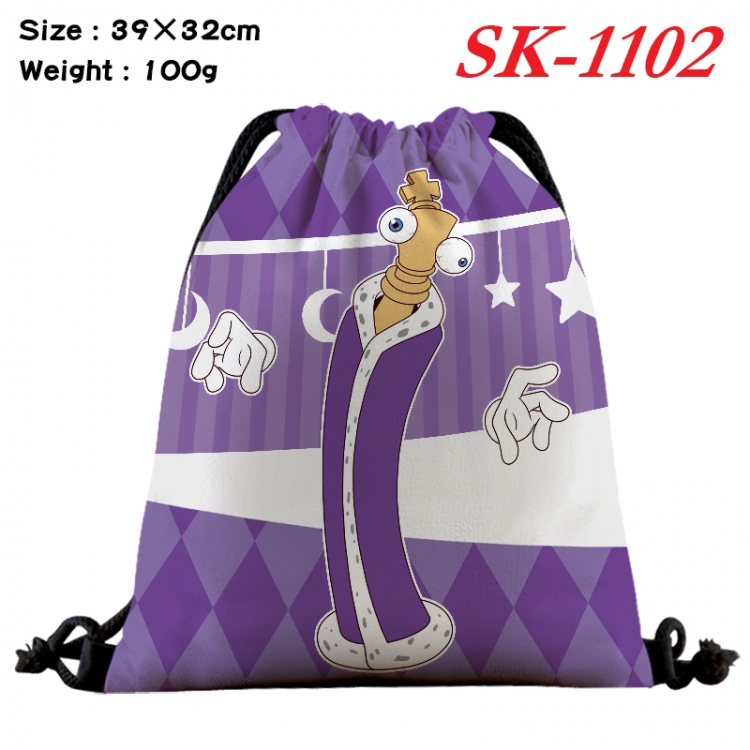 The Amazing Digital Circus cartoon Waterproof Nylon Full Color Drawstring Pocket 39x32cm 
