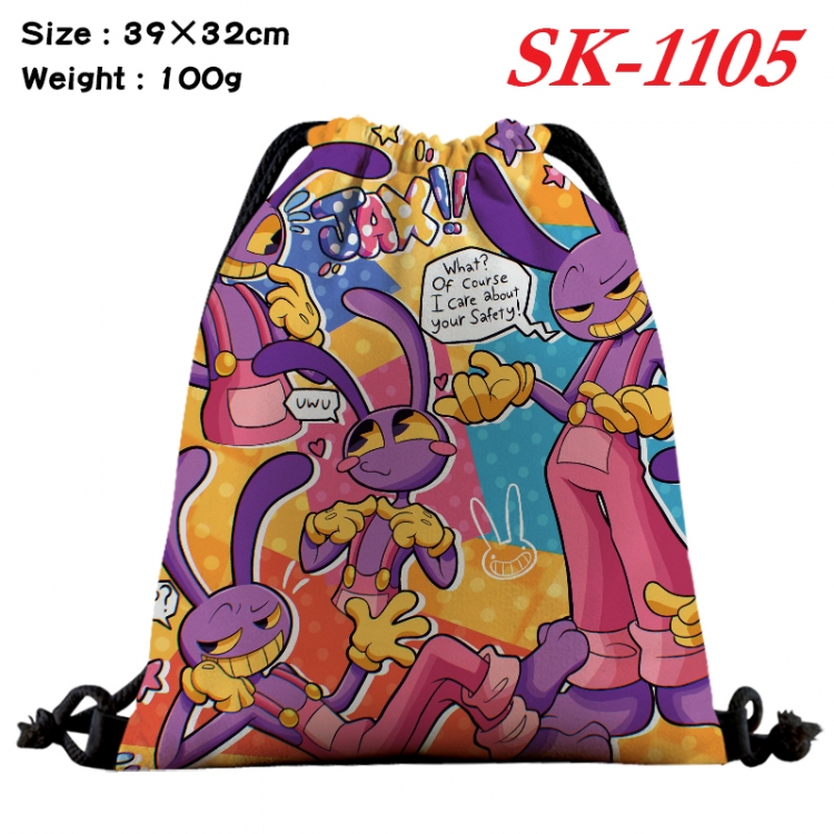 The Amazing Digital Circus cartoon Waterproof Nylon Full Color Drawstring Pocket 39x32cm 