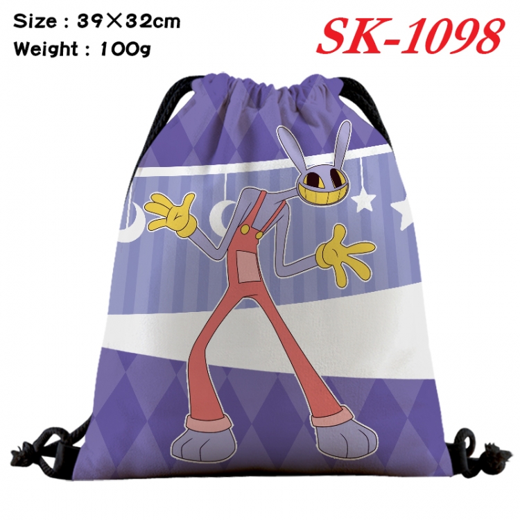 The Amazing Digital Circus cartoon Waterproof Nylon Full Color Drawstring Pocket 39x32cm 