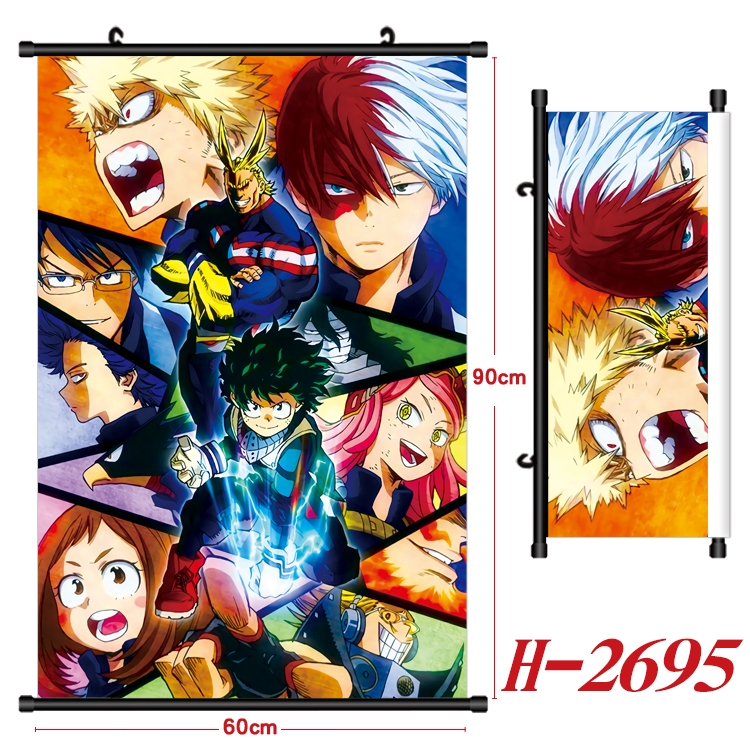 My Hero Academia Anime Black Plastic Rod Canvas Painting Wall Scroll 60X90CM
