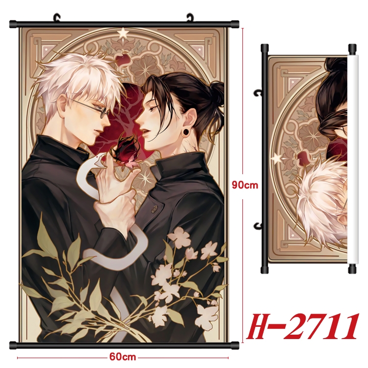 Jujutsu Kaisen Anime Black Plastic Rod Canvas Painting Wall Scroll 60X90CM