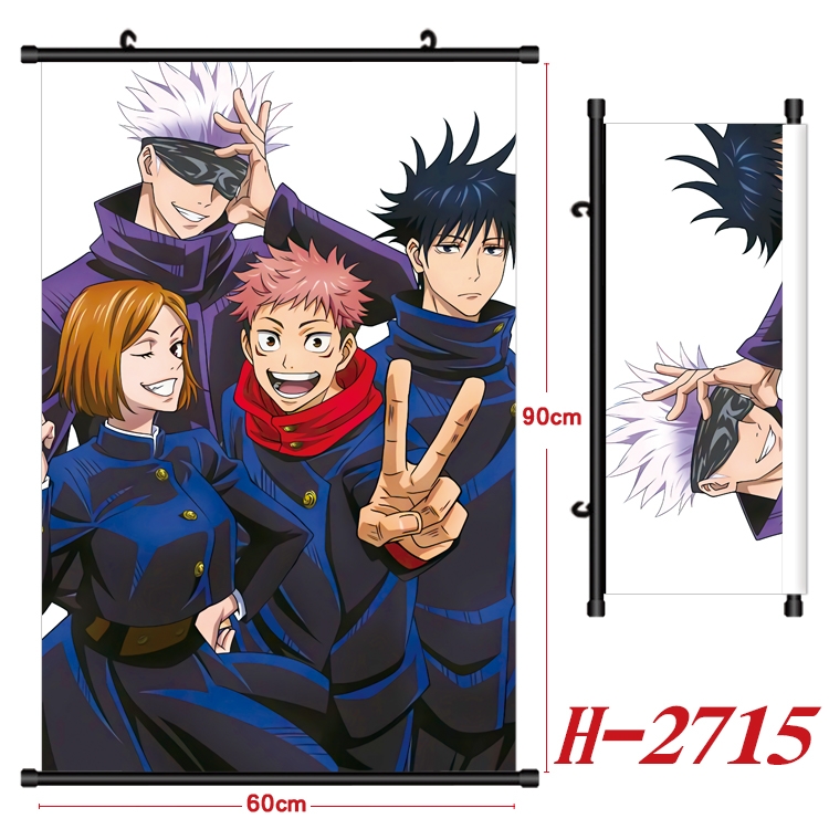 Jujutsu Kaisen Anime Black Plastic Rod Canvas Painting Wall Scroll 60X90CM