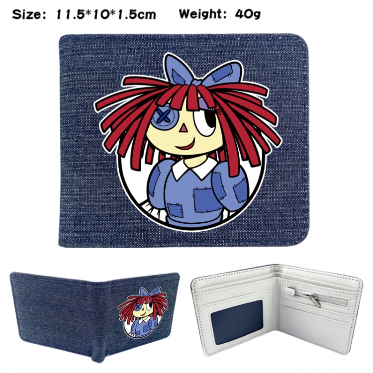The Amazing Digital Circus Anime denim folding full-color wallet 11.5X10X1.5CM 