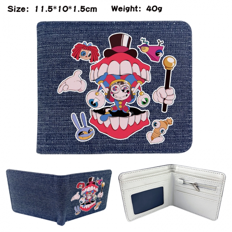 The Amazing Digital Circus Anime denim folding full-color wallet 11.5X10X1.5CM 