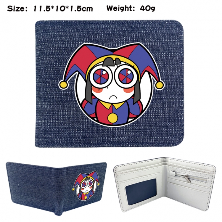 The Amazing Digital Circus Anime denim folding full-color wallet 11.5X10X1.5CM 