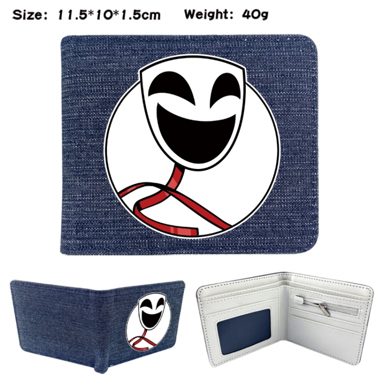 The Amazing Digital Circus Anime denim folding full-color wallet 11.5X10X1.5CM 