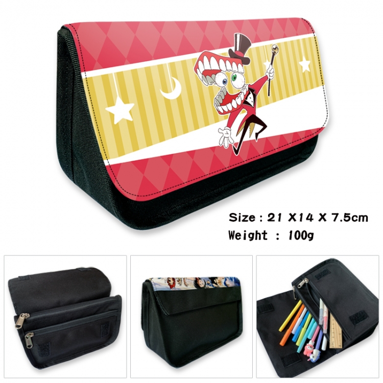The Amazing Digital Circus Anime Velcro canvas zipper pencil case Pencil Bag 21×14×7.5cm