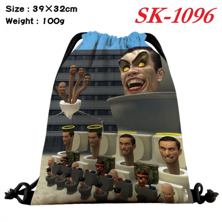 Skibidi-Toilet cartoon Waterproof Nylon Full Color Drawstring Pocket 39x32cm   SK-1096