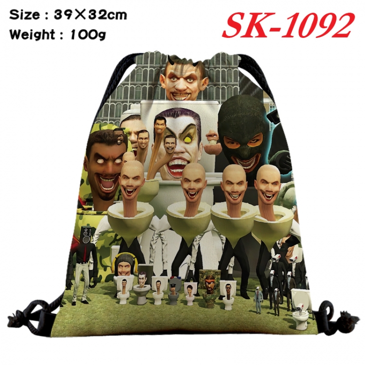 Skibidi-Toilet cartoon Waterproof Nylon Full Color Drawstring Pocket 39x32cm   SK-1092
