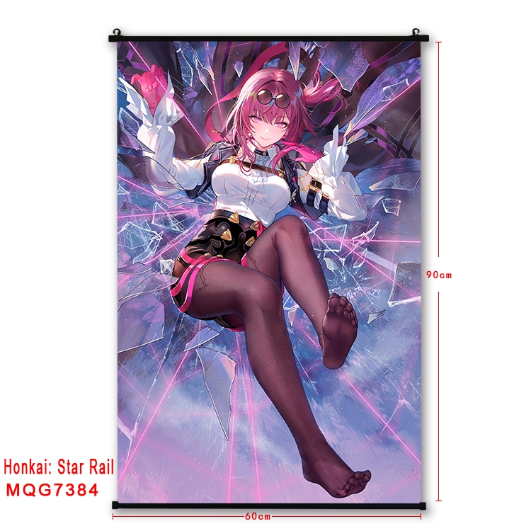Honkai: Star Rail Anime black Plastic rod Cloth painting Wall Scroll 60X90CM MQG-7384
