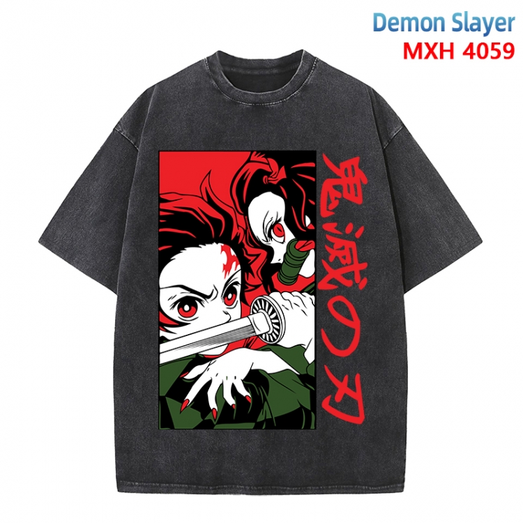 Demon Slayer Kimets Anime peripheral pure cotton washed and worn T-shirt from S to 4XL MXH-4059
