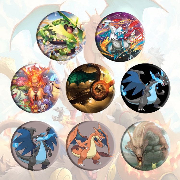 Pokemon Anime tinplate brooch badge a set of 8