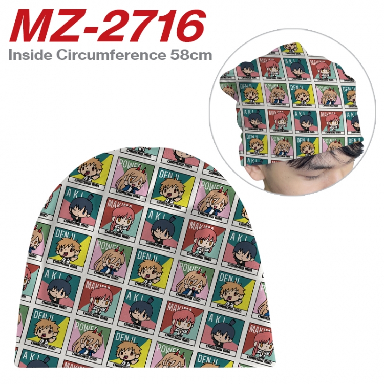 Chainsawman Anime flannel full color hat cosplay men's and women's knitted hats 58cm 
