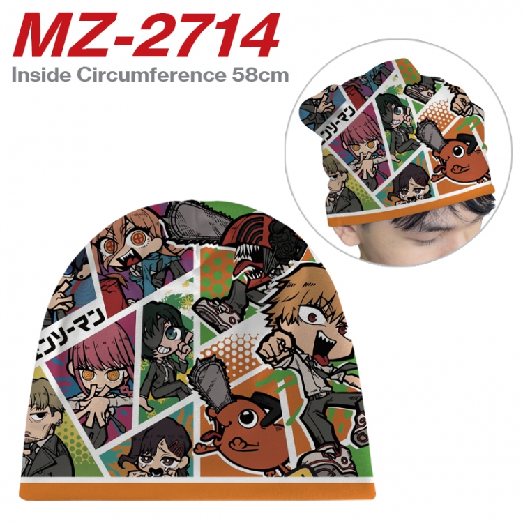 Chainsawman Anime flannel full color hat cosplay men's and women's knitted hats 58cm 