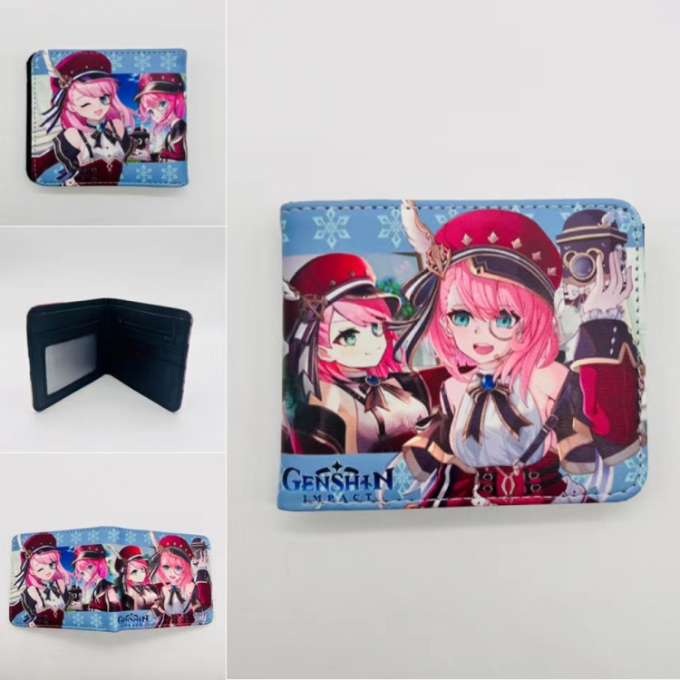 Genshin Impact  Full color Two fold short card case wallet 11X9.5CM 