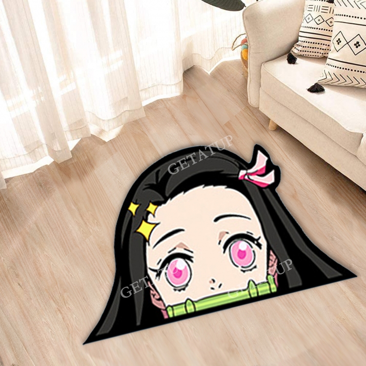 Demon Slayer Kimets Anime Surrounding Belgian Velvet Vacuum Irregular Mat Carpet Floor Mat 90x100CM