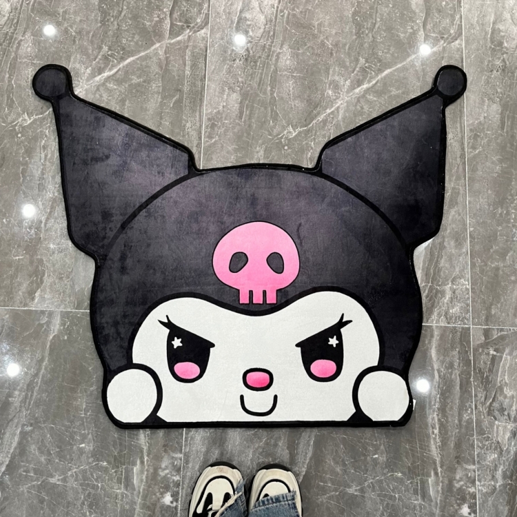 Kuromi Anime Surrounding Belgian Velvet Vacuum Irregular Mat Carpet Floor Mat 90x100CM