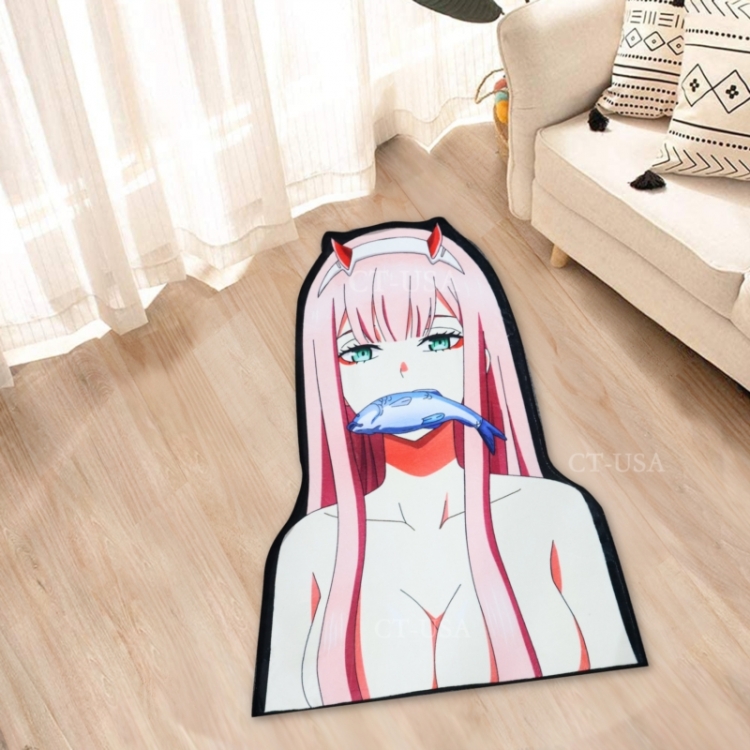 DARLING in the FRANX Anime Surrounding Belgian Velvet Vacuum Irregular Mat Carpet Floor Mat 90x100CM