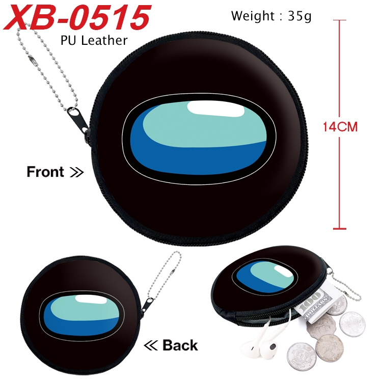 Among us Anime PU leather material circular zipper zero wallet 14cm