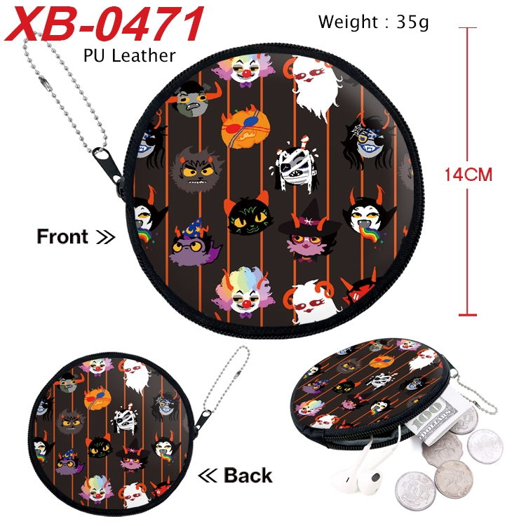 Homestuck Anime PU leather material circular zipper zero wallet 14cm