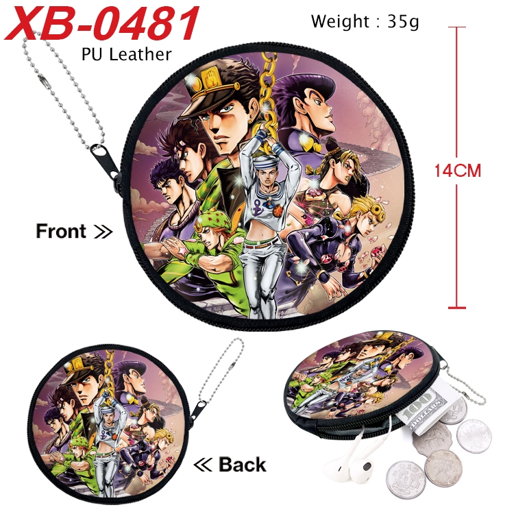 JoJos Bizarre Adventure Anime PU leather material circular zipper zero wallet 14cm