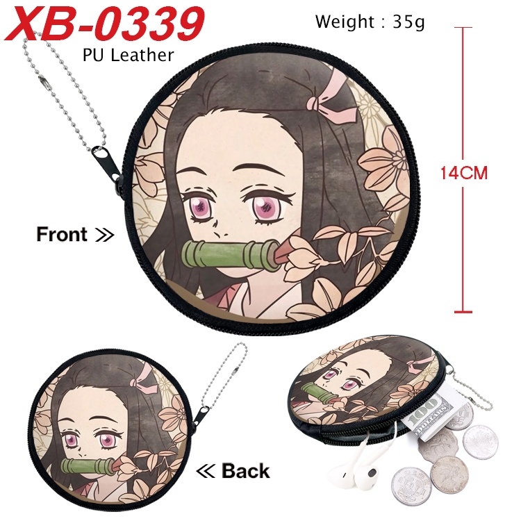 Demon Slayer Kimets Anime PU leather material circular zipper zero wallet 14cm