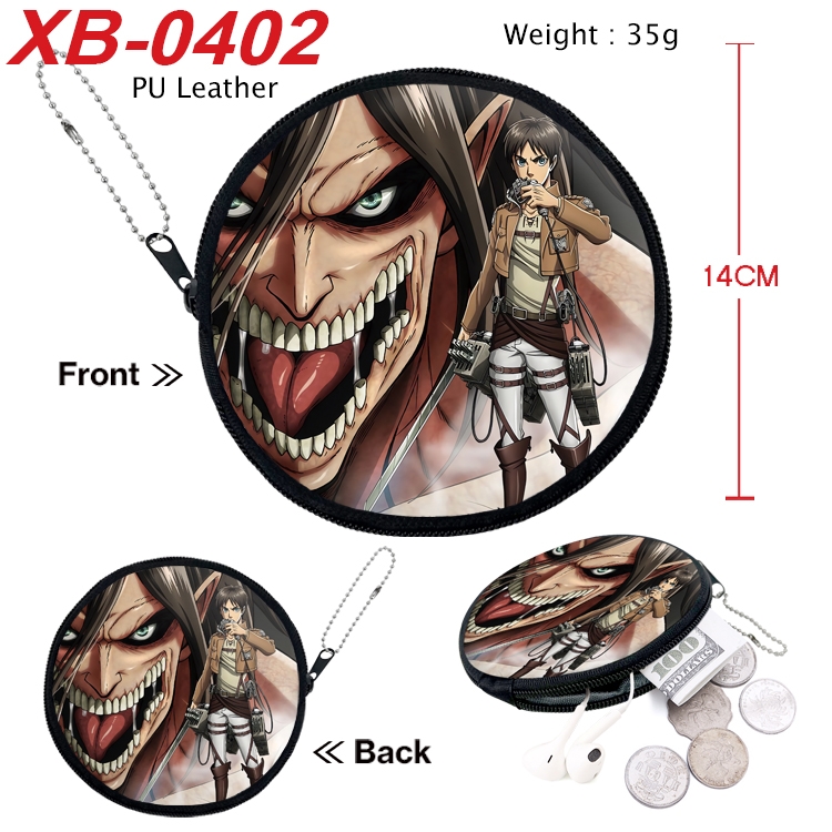 Shingeki no Kyojin Anime PU leather material circular zipper zero wallet 14cm