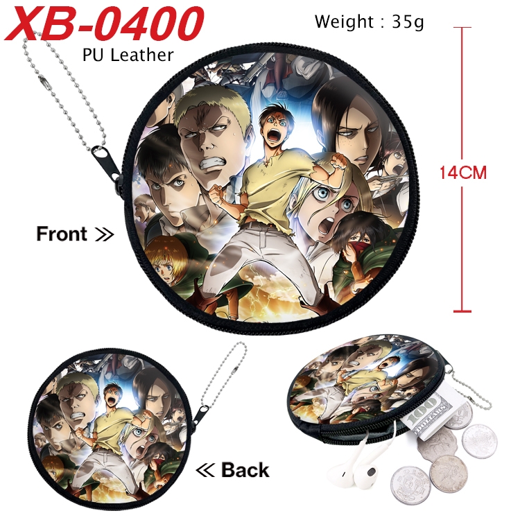 Shingeki no Kyojin Anime PU leather material circular zipper zero wallet 14cm