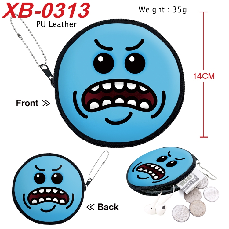 Rick and Morty Anime PU leather material circular zipper zero wallet 14cm